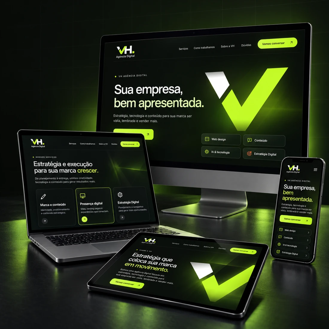 Site e presença digital da VH Agência Digital